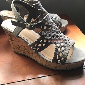 Taupe Wedge Sandals size 8